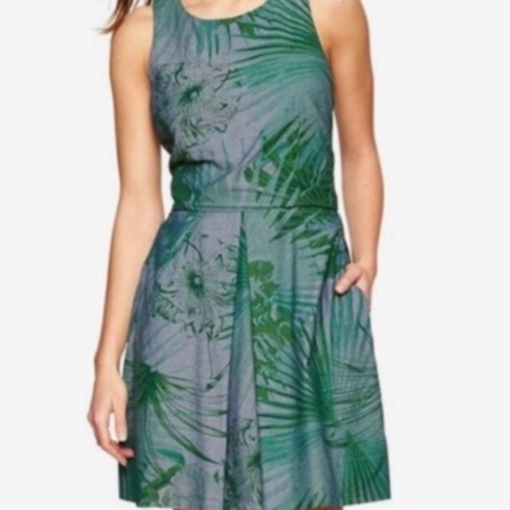 GAP chambray palm print dress 12P